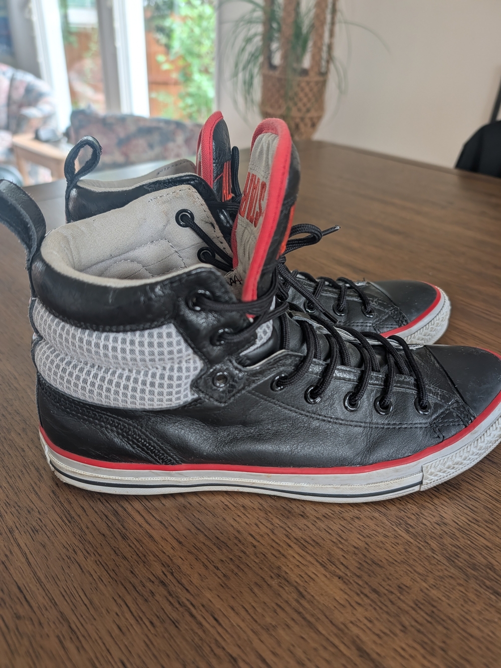 Men's Black and Red High-Top Sneakers with Padded Ankle